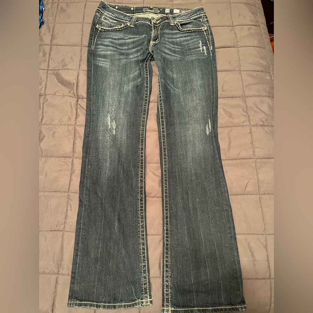 EUC Miss Me Boot Cut Jeans 33X35” 9” Rise
